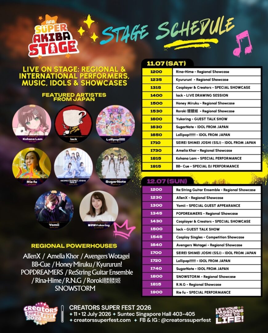Creators Super Fest Singapore 2026 #csf26 tomorrow. it’s finally here. 🎨artists. cosplayers. creators. performers. all under one r (1)