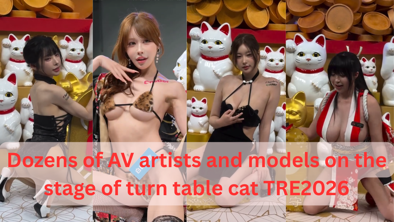 Dozens of AV artists and models on the stage of turntable cat TRE2026
